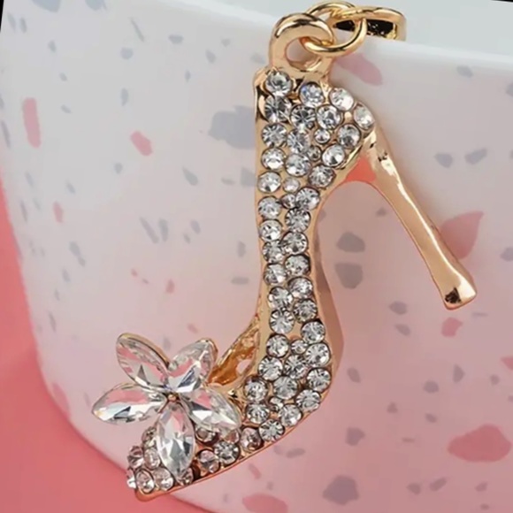 Fashion Rhinestone High-heeled Shoe Key Chain - About 4.5 Inches Long - Picture 2 of 7